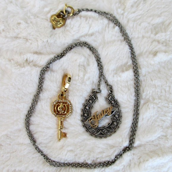 Juicy Couture Jewelry - Juicy Couture Horseshoe Necklace & Key Charm LOT
